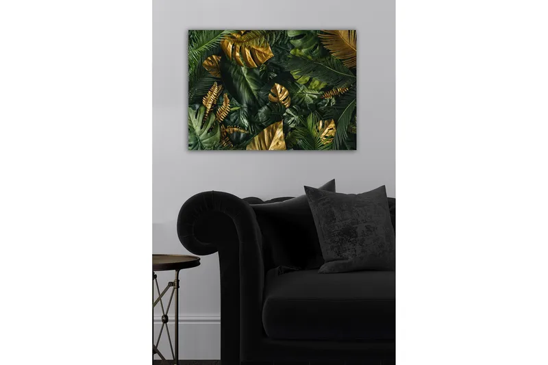 Canvastavla - Lummig samling av tropiska bladverk - Mörkgrön / Guld / Ljusgrön - Inredning - Tavlor & posters - Canvastavla