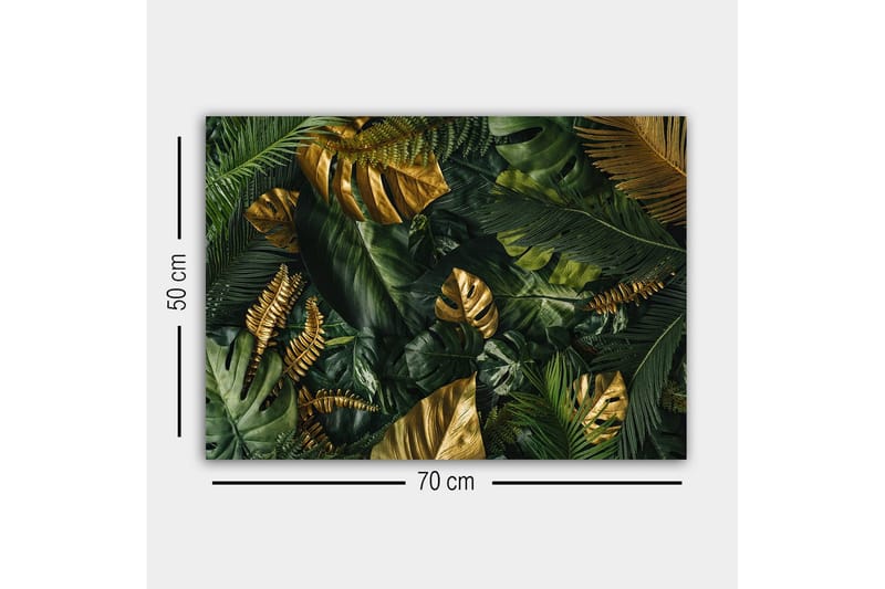 Canvastavla - Lummig samling av tropiska bladverk - Mörkgrön / Guld / Ljusgrön - Inredning - Tavlor & posters - Canvastavla