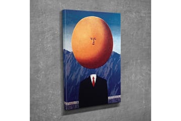 Canvastavla - Människa med ett solformat huvud i en surrealistisk landskapsscen - Orange / Mörkblå / Svart - Inredning - Tavlor & posters - Canvastavla
