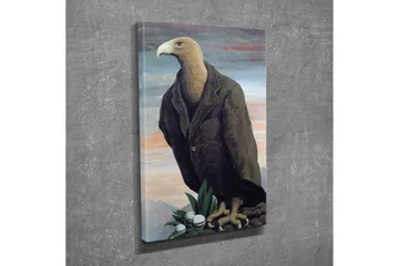 Canvastavla - Mänskligiserad örn i kostym stående på en klippa - Mörkbrun / Grön / Ljusblå - Inredning - Tavlor & posters - Canvastavla