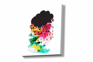 Canvastavla - Mörk molnformation med färgglada regndroppar - Svart / Rosa / Grön - Inredning - Tavlor & posters - Canvastavla