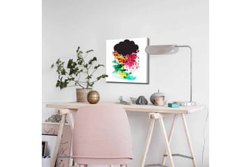 Canvastavla - Mörk molnformation med färgglada regndroppar - Svart / Rosa / Grön - Inredning - Tavlor & posters - Canvastavla