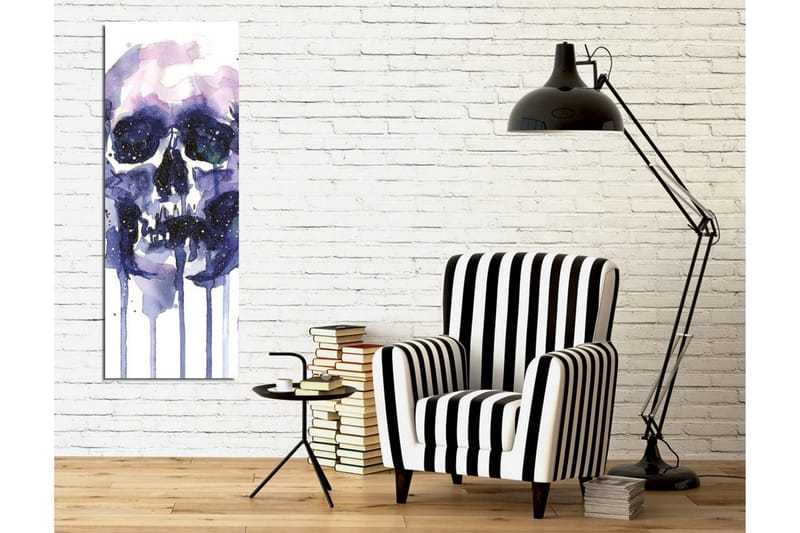 Canvastavla - Mörk och mystisk skalle med stjärnliknande detaljer - Lila / Mörkblå / Vit - Inredning - Tavlor & posters - Canvastavla