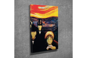 Canvastavla - Mörk silhuett av människor med en intensivt färgad himmel i bakgrunden - Röd / Svart / Gul - Inredning - Tavlor & posters - Canvastavla