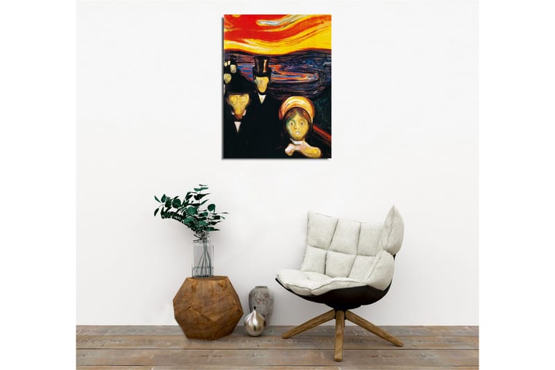 Canvastavla - Mörk silhuett av människor med en intensivt färgad himmel i bakgrunden - Röd / Svart / Gul - Inredning - Tavlor & posters - Canvastavla