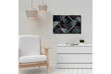 Canvastavla - Mörkgrön och svarta blad i en elegant komposition - Mörkgrön / Svart / Guld - Inredning - Tavlor & posters - Canvastavla