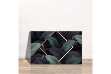 Canvastavla - Mörkgrön och svarta blad i en elegant komposition - Mörkgrön / Svart / Guld - Inredning - Tavlor & posters - Canvastavla