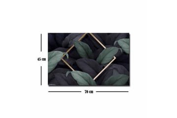 Canvastavla - Mörkgrön och svarta blad i en elegant komposition - Mörkgrön / Svart / Guld - Inredning - Tavlor & posters - Canvastavla