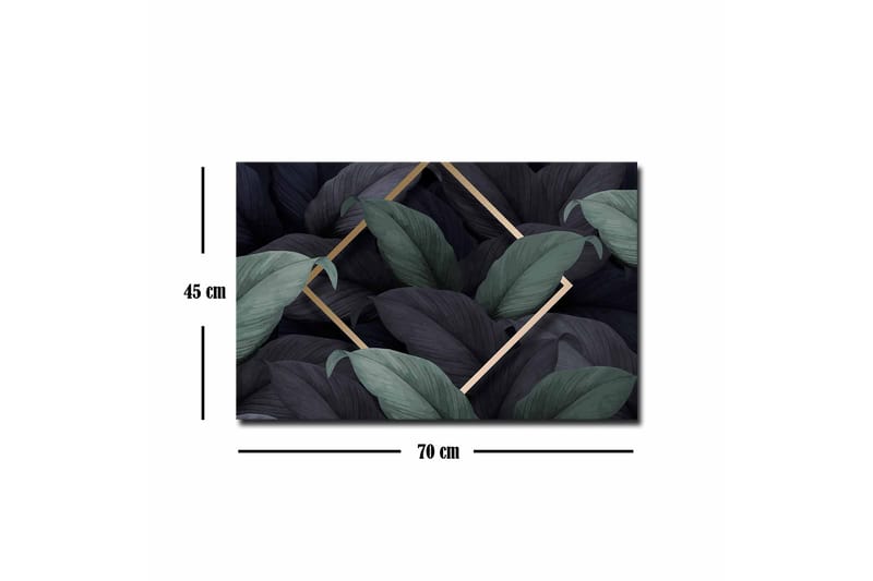 Canvastavla - Mörkgrön och svarta blad i en elegant komposition - Mörkgrön / Svart / Guld - Inredning - Tavlor & posters - Canvastavla