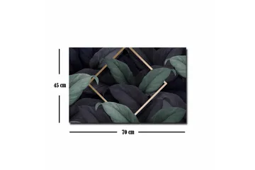 Canvastavla - Mörkgrön och svarta blad i en elegant komposition - Mörkgrön / Svart / Guld - Inredning - Tavlor & posters - Canvastavla