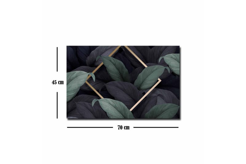 Canvastavla - Mörkgrön och svarta blad i en elegant komposition - Mörkgrön / Svart / Guld - Inredning - Tavlor & posters - Canvastavla