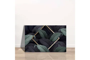 Canvastavla - Mörkgrön och svarta blad i en elegant komposition - Mörkgrön / Svart / Guld - Inredning - Tavlor & posters - Canvastavla