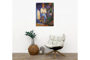 Canvastavla - Man sittande på en stol med hatt - Lila / Blå / Grön - Inredning - Tavlor & posters - Canvastavla