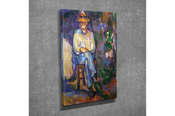 Canvastavla - Man sittande på en stol med hatt - Lila / Blå / Grön - Inredning - Tavlor & posters - Canvastavla