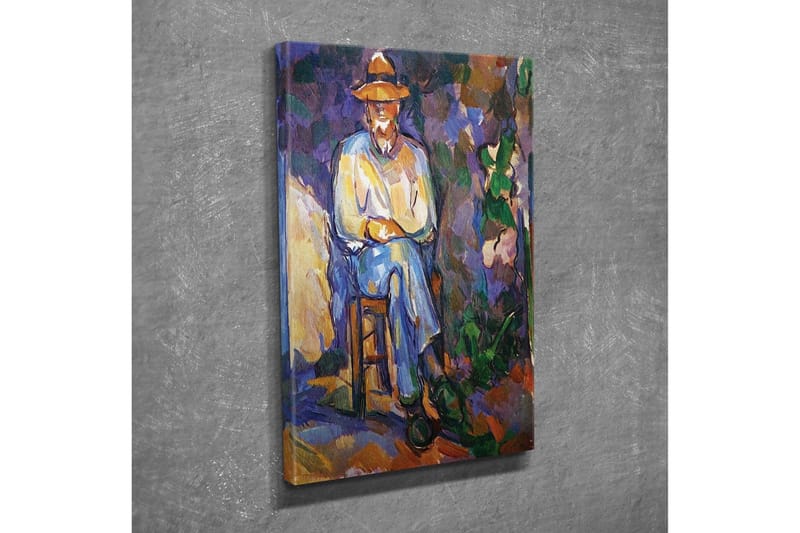 Canvastavla - Man sittande på en stol med hatt - Lila / Blå / Grön - Inredning - Tavlor & posters - Canvastavla