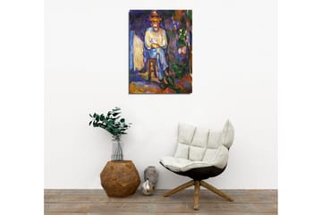 Canvastavla - Man sittande på en stol med hatt - Lila / Blå / Grön - Inredning - Tavlor & posters - Canvastavla