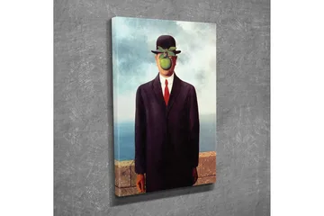 Canvastavla - Mannen med äpple framför ansiktet i kostym och hatt - Mörkblå / Grön / Svart - Inredning - Tavlor & posters - Canvastavla