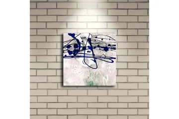 Canvastavla med LED-belysning 28x28 cm - Abstrakt komposition med blåa och svarta linjer på en ljus bakgrund - Blå / Svart / Grön - Inredning - Tavlor & posters - Canvastavla