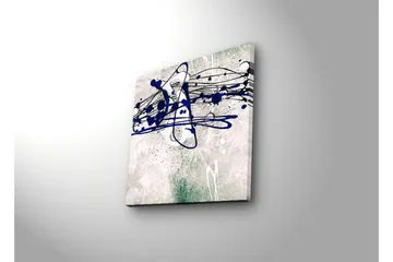 Canvastavla med LED-belysning 28x28 cm - Abstrakt komposition med blåa och svarta linjer på en ljus bakgrund - Blå / Svart / Grön - Inredning - Tavlor & posters - Canvastavla