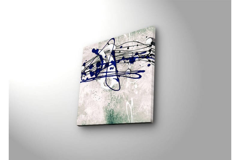 Canvastavla med LED-belysning 28x28 cm - Abstrakt komposition med blåa och svarta linjer på en ljus bakgrund - Blå / Svart / Grön - Inredning - Tavlor & posters - Canvastavla