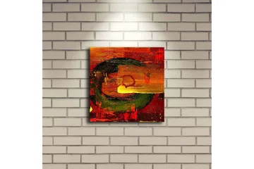 Canvastavla med LED-belysning 28x28 cm - Abstrakt komposition med cirkulära former och starka färger - Röd / Grön / Gul - Inredning - Tavlor & posters - Canvastavla