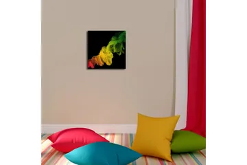 Canvastavla med LED-belysning 28x28 cm - Färgglad rökformation i röda, gula och gröna nyanser - Röd / Gul / Grön - Inredning - Tavlor & posters - Canvastavla