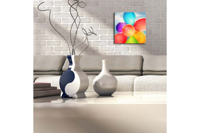 Canvastavla med LED-belysning 28x28 cm - Färgglad samling av ballonger - Röd / Blå / Grön - Inredning - Tavlor & posters - Canvastavla