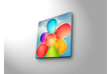 Canvastavla med LED-belysning 28x28 cm - Färgglad samling av ballonger - Röd / Blå / Grön - Inredning - Tavlor & posters - Canvastavla
