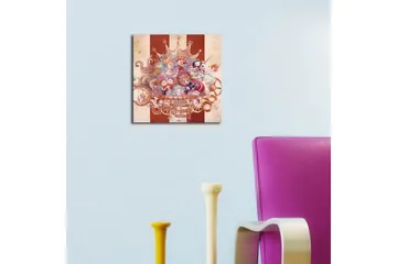 Canvastavla med LED-belysning 28x28 cm - Fantasifull komposition med lekfulla karaktärer och mekaniska detaljer - Röd / Beige / Blå - Inredning - Tavlor & posters - Canvastavla