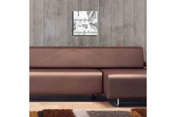 Canvastavla med LED-belysning 28x28 cm - Inspirerande citat om att vara perfekt i sina imperfektioner - Svart / Grå / Vit - Inredning - Tavlor & posters - Canvastavla