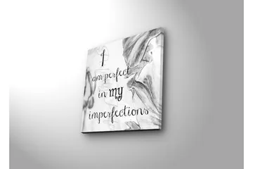 Canvastavla med LED-belysning 28x28 cm - Inspirerande citat om att vara perfekt i sina imperfektioner - Svart / Grå / Vit - Inredning - Tavlor & posters - Canvastavla