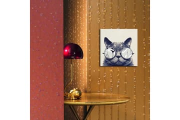 Canvastavla med LED-belysning 28x28 cm - Katt med solglasögon - Grå / Vit / Svart - Inredning - Tavlor & posters - Canvastavla