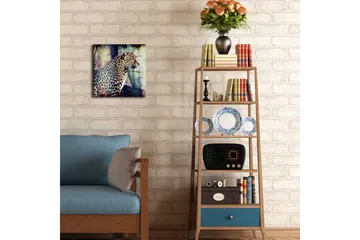 Canvastavla med LED-belysning 28x28 cm - Leopard som stolt står med blicken riktad framåt - Guld / Grön / Svart - Inredning - Tavlor & posters - Canvastavla