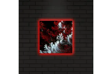 Canvastavla med LED-belysning 28x28 cm - Ljus och mörk skog med röda och vita inslag - Röd / Vit - Inredning - Tavlor & posters - Canvastavla