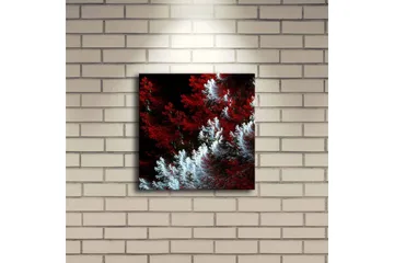 Canvastavla med LED-belysning 28x28 cm - Ljus och mörk skog med röda och vita inslag - Röd / Vit - Inredning - Tavlor & posters - Canvastavla