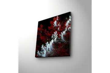 Canvastavla med LED-belysning 28x28 cm - Ljus och mörk skog med röda och vita inslag - Röd / Vit - Inredning - Tavlor & posters - Canvastavla