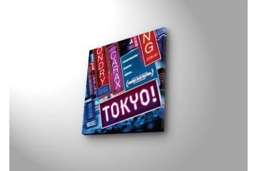 Canvastavla med LED-belysning 28x28 cm - Neonljus med texten TOKYO! - Rosa / Blå / Röd - Inredning - Tavlor & posters - Canvastavla