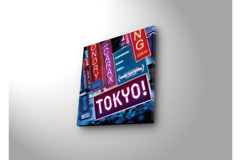 Canvastavla med LED-belysning 28x28 cm - Neonljus med texten TOKYO! - Rosa / Blå / R öd - Inredning - Tavlor & posters - Canvastavla