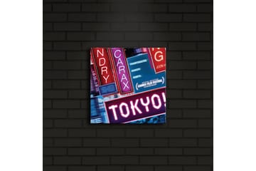 Canvastavla med LED-belysning 28x28 cm - Neonljus med texten TOKYO! - Rosa / Blå / Röd - Inredning - Tavlor & posters - Canvastavla