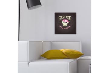 Canvastavla med LED-belysning 28x28 cm - Skalle med pirathatt och texten DEAD MEN TELL NO TALES - Grön / Rosa / Svart - Inredning - Tavlor & posters - Canvastavla
