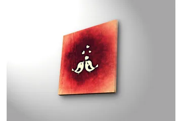 Canvastavla med LED-belysning 28x28 cm - Stiliserade fåglar i en abstrakt komposition - Röd / Vit - Inredning - Tavlor & posters - Canvastavla