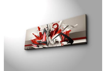 Canvastavla med LED-belysning 30x90 cm - Abstrakt komposition med dynamiska former i rött och svart - Röd / Svart / Vit - Inredning - Tavlor & posters - Canvastavla