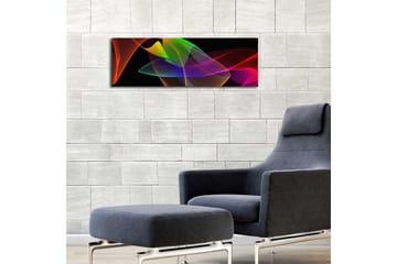 Canvastavla med LED-belysning 30x90 cm - Abstrakt komposition med färgglada linjer och former - Röd / Grön / Lila - Inredning - Tavlor & posters - Canvastavla
