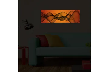 Canvastavla med LED-belysning 30x90 cm - Abstrakt komposition med svepande linjer i varma toner - Orange / Svart - Inredning - Tavlor & posters - Canvastavla