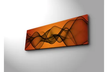 Canvastavla med LED-belysning 30x90 cm - Abstrakt komposition med svepande linjer i varma toner - Orange / Svart - Inredning - Tavlor & posters - Canvastavla