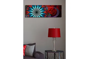 Canvastavla med LED-belysning 30x90 cm - Färgglad abstrakt komposition med blommoliknande mönster - Röd / Turkos / Grå - Inredning - Tavlor & posters - Canvastavla
