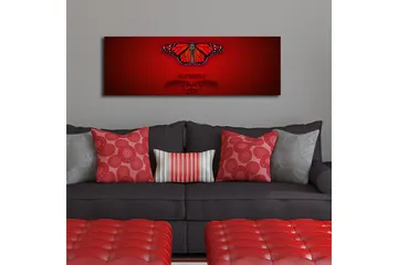 Canvastavla med LED-belysning 30x90 cm - Färgglad fjäril med detaljerade vingar - Röd / Svart / Orange - Inredning - Tavlor & posters - Canvastavla