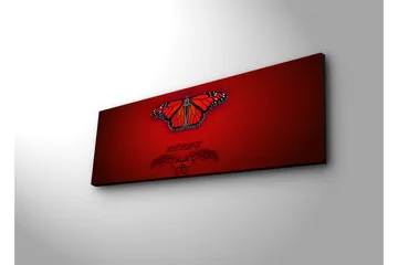 Canvastavla med LED-belysning 30x90 cm - Färgglad fjäril med detaljerade vingar - Röd / Svart / Orange - Inredning - Tavlor & posters - Canvastavla