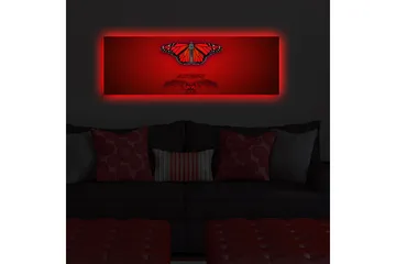 Canvastavla med LED-belysning 30x90 cm - Färgglad fjäril med detaljerade vingar - Röd / Svart / Orange - Inredning - Tavlor & posters - Canvastavla