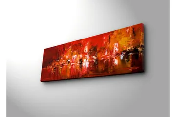 Canvastavla med LED-belysning 30x90 cm - Färgstark abstrakt komposition med inslag av röd och orange - Röd / Orange / Svart - Inredning - Tavlor & posters - Canvastavla